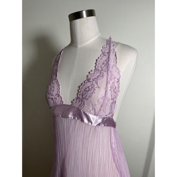 RAMPAGE Lavender Purple Sheer Babydoll Lingerie Halter Camisole Tank Sz M Medium - Picture 11 of 16